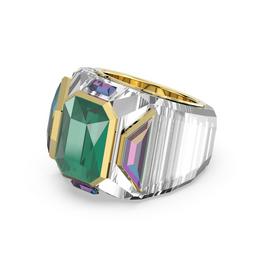 Swarovski Chroma cocktail ring, Green, Gold tone plated Size 55