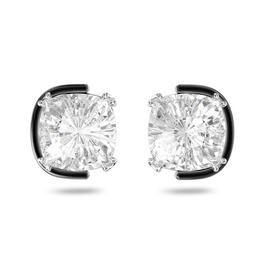 Swarovski Harmonia stud earrings, Cushion cut, White, Mixed metal finish