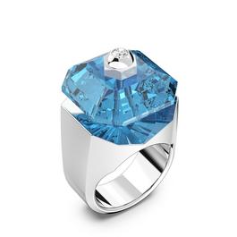 Swarovski Numina ring, Square cut, Blue, Rhodium plated