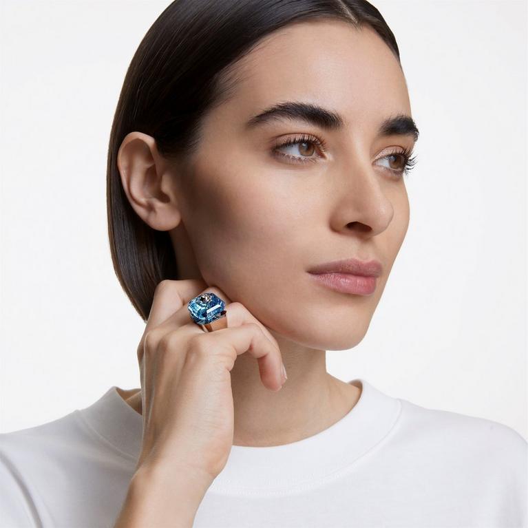 Swarovski | Numina ring, Square cut, Blue, Rhodium plated Swarovski | Numina ring, Square cut, Blue, Rhodium plated