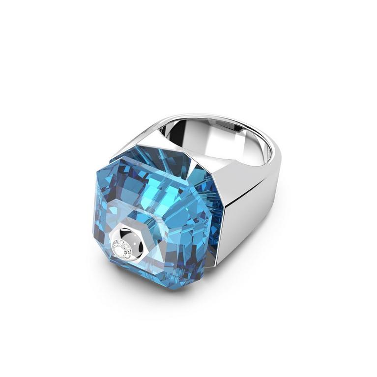 Swarovski | Numina ring, Square cut, Blue, Rhodium plated Swarovski | Numina ring, Square cut, Blue, Rhodium plated