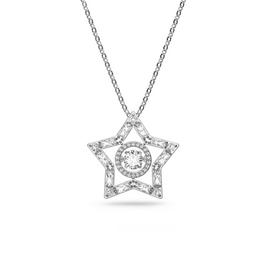 Swarovski Stella pendant, Mixed cuts, Star, Long, White, Rhodium plated