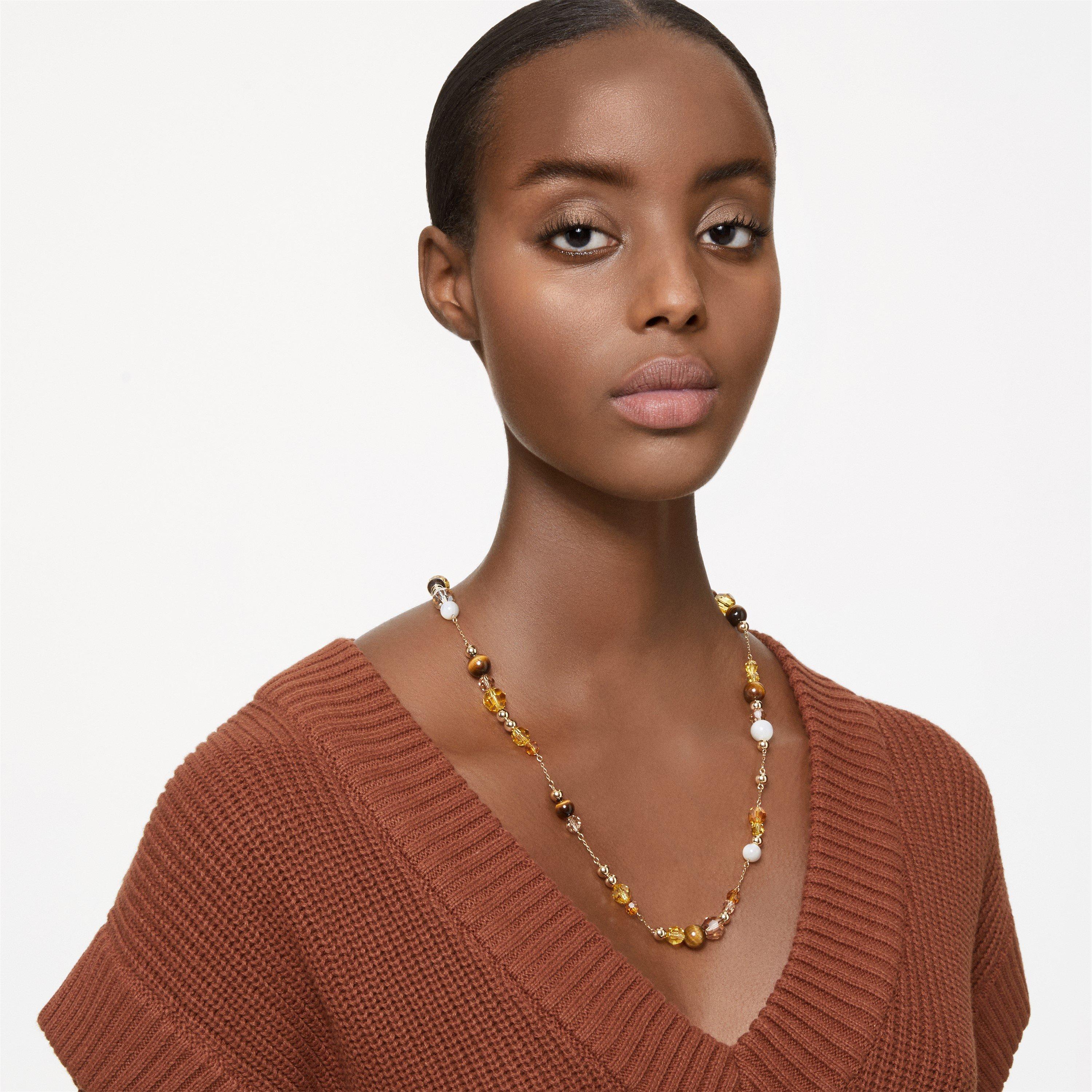 Light Multi - Swarovski - Somnia necklace, Long, Multicolored, Gold-tone plated - 2