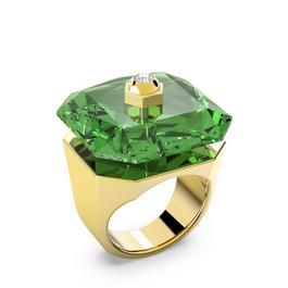 Swarovski Numina cocktail ring, Octagon cut, Green, Gold tone plated