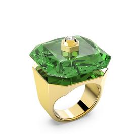 Swarovski Numina cocktail ring, Octagon cut, Green, Gold tone plated