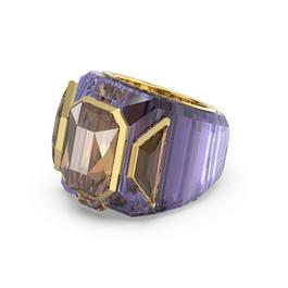 Swarovski Chroma cocktail ring, Purple, Gold tone plated