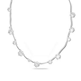 Swarovski Constella necklace, Mixed round cuts, White, Rhodium plated