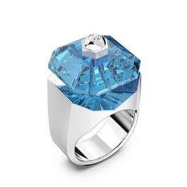 Swarovski Numina ring, Square cut, Blue, Rhodium plated