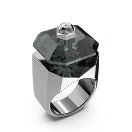 Swarovski Numina cocktail ring, Octagon cut, Black, Ruthenium plated