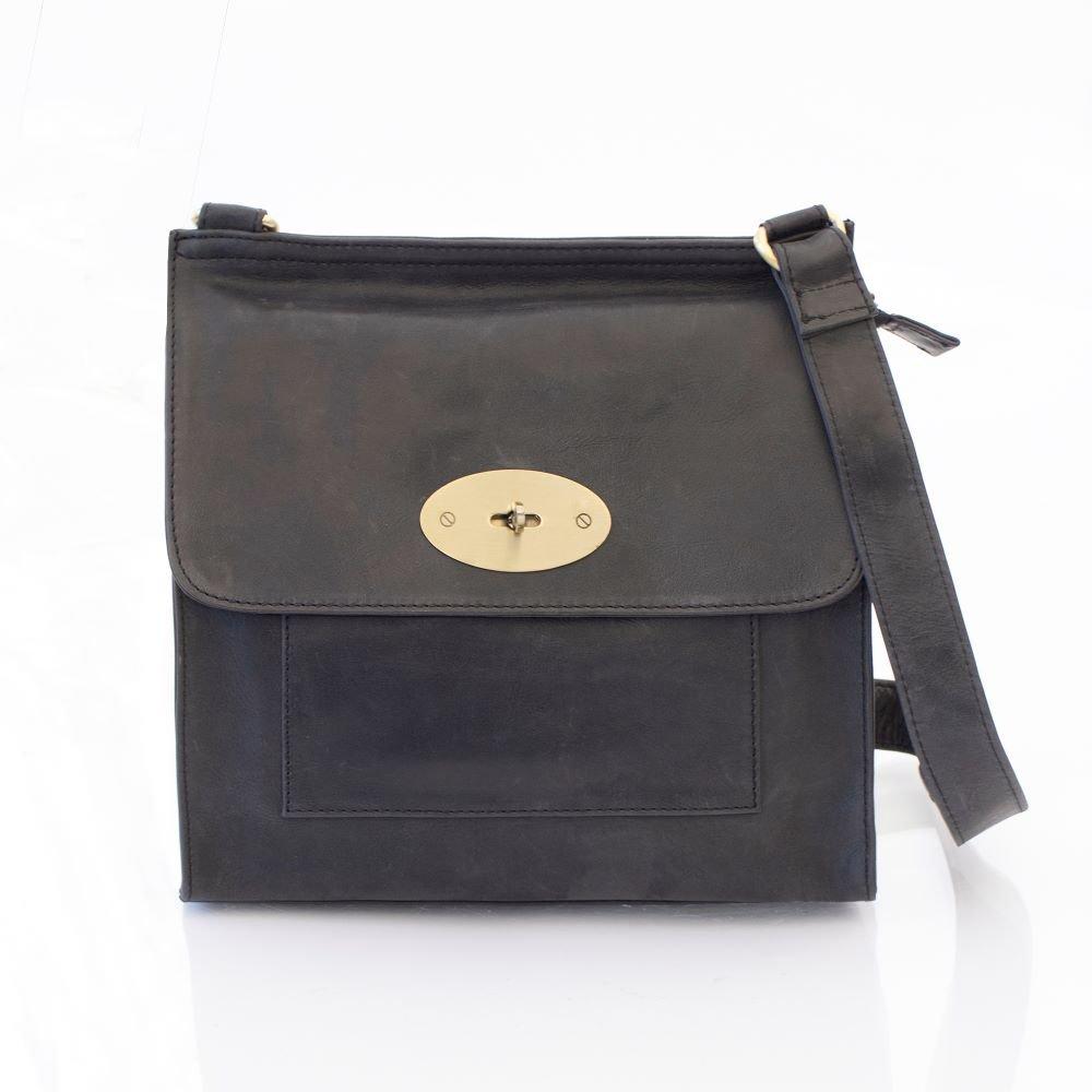 Black - PRIMEHIDE Leather - Columbia Crossbody Bag - 1