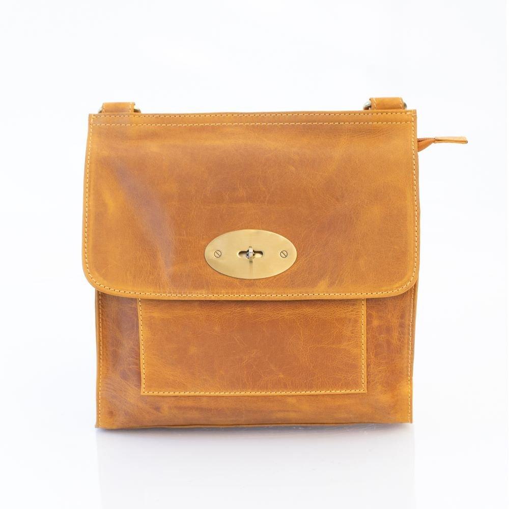 Primehide Leather Women's Columbia Crossbody Bag - Mustard - 22 x 27