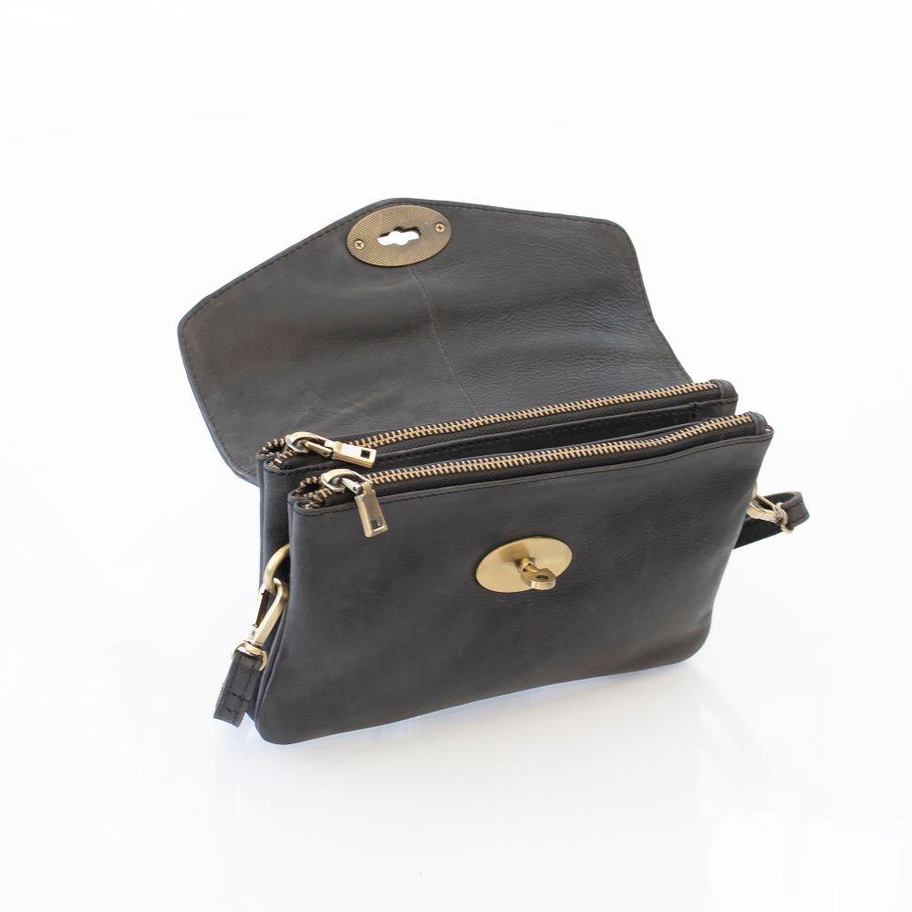 Black - PRIMEHIDE Leather - Columbia Ladies Clutch Bag - 3