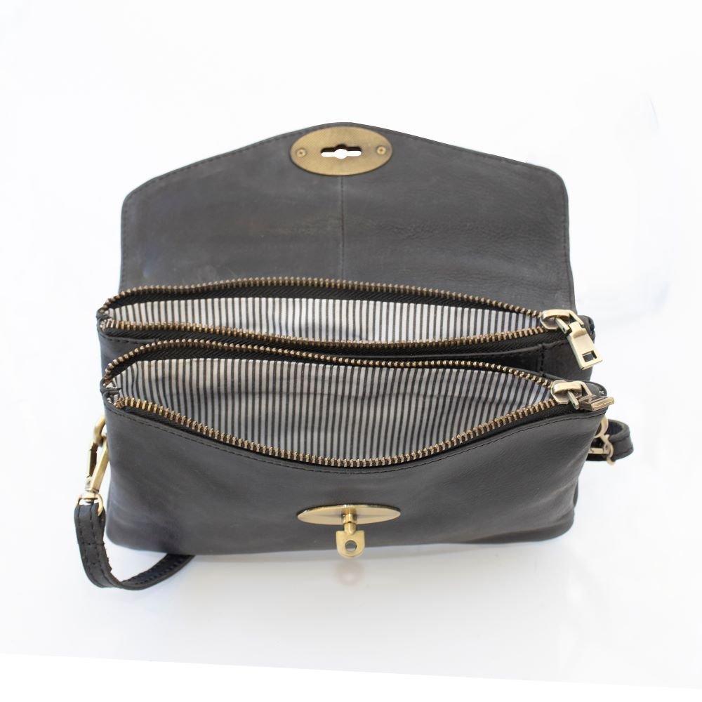 Black - PRIMEHIDE Leather - Columbia Ladies Clutch Bag - 4