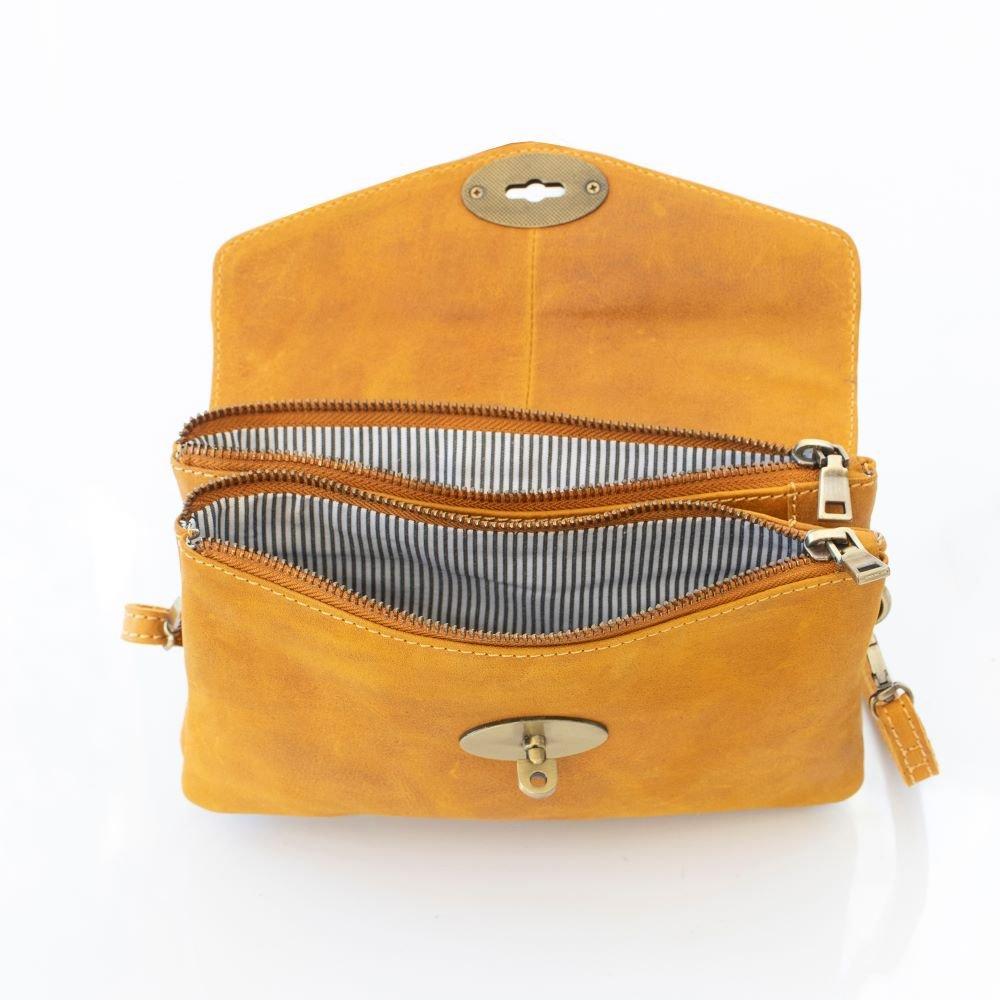 Mustard - PRIMEHIDE Leather - Columbia Ladies Clutch Bag - 4