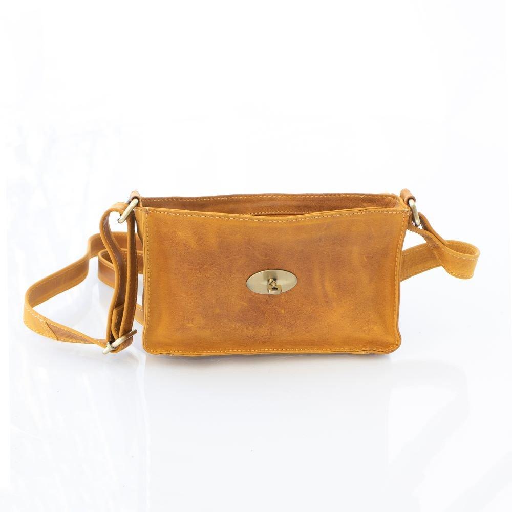 Mustard - PRIMEHIDE Leather - Columbia Ladies Medium Flapover Handbag - 2