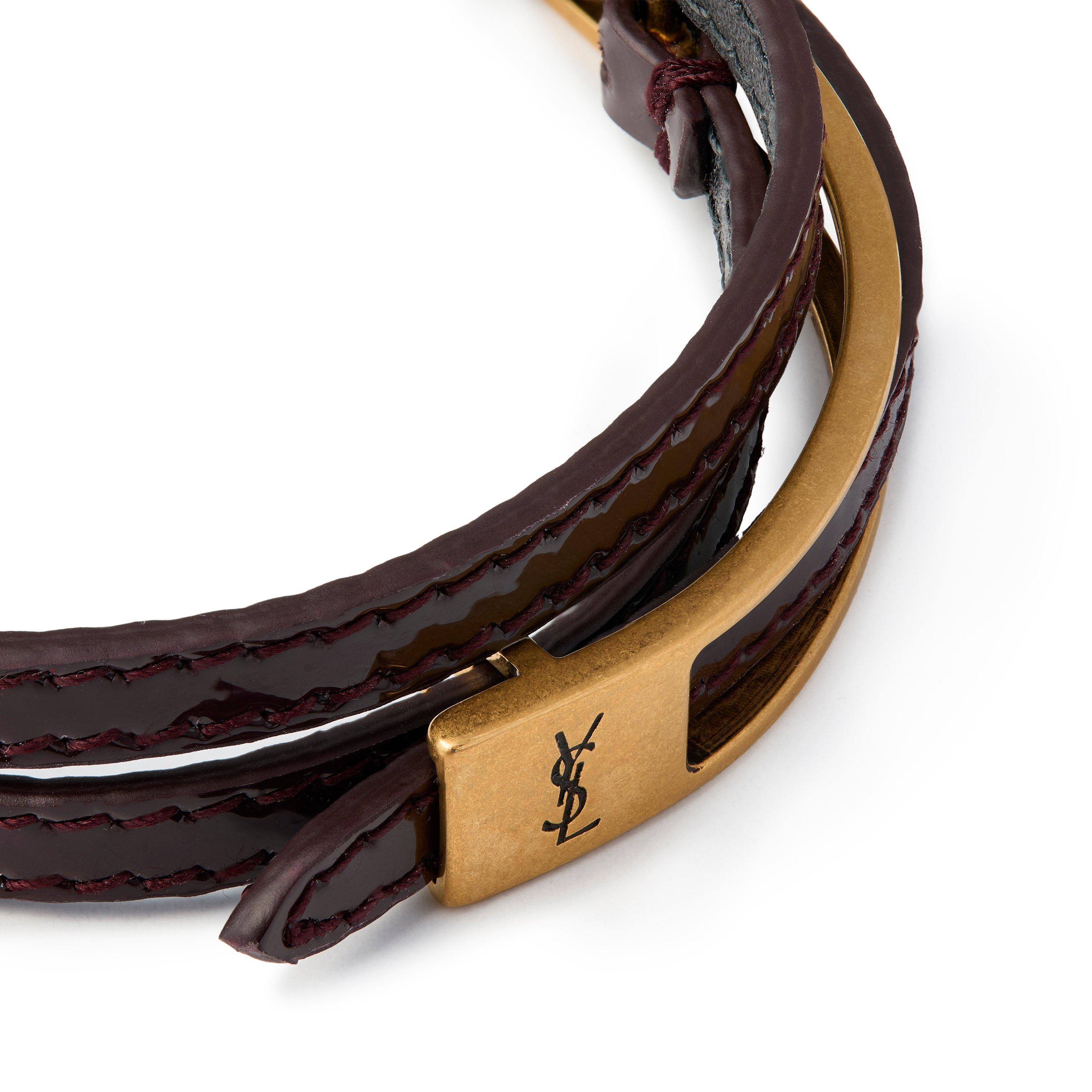 Chestnut Glaze - Saint Laurent - Women's Buckle Leather Bracelets - 2