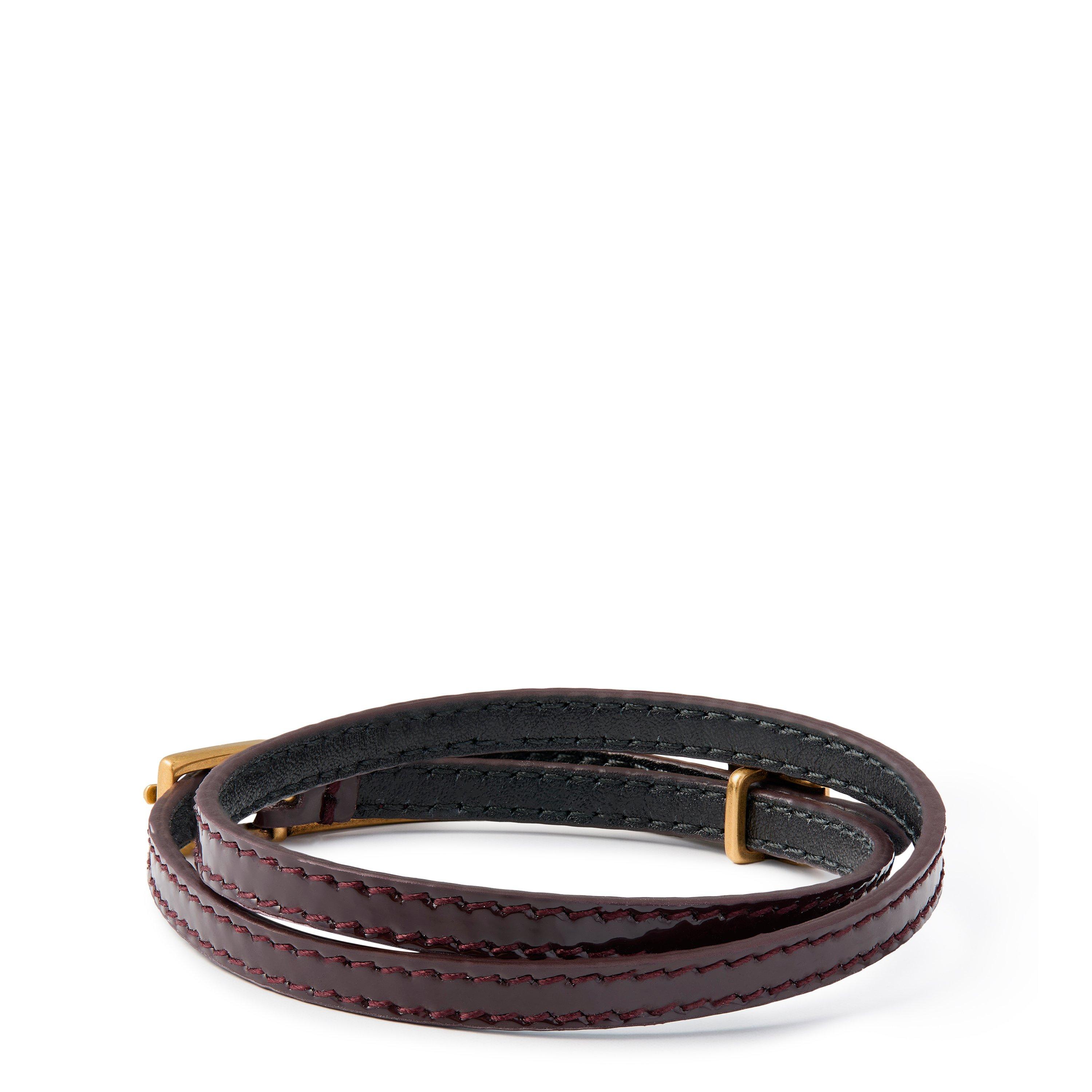 Chestnut Glaze - Saint Laurent - Women's Buckle Leather Bracelets - 3