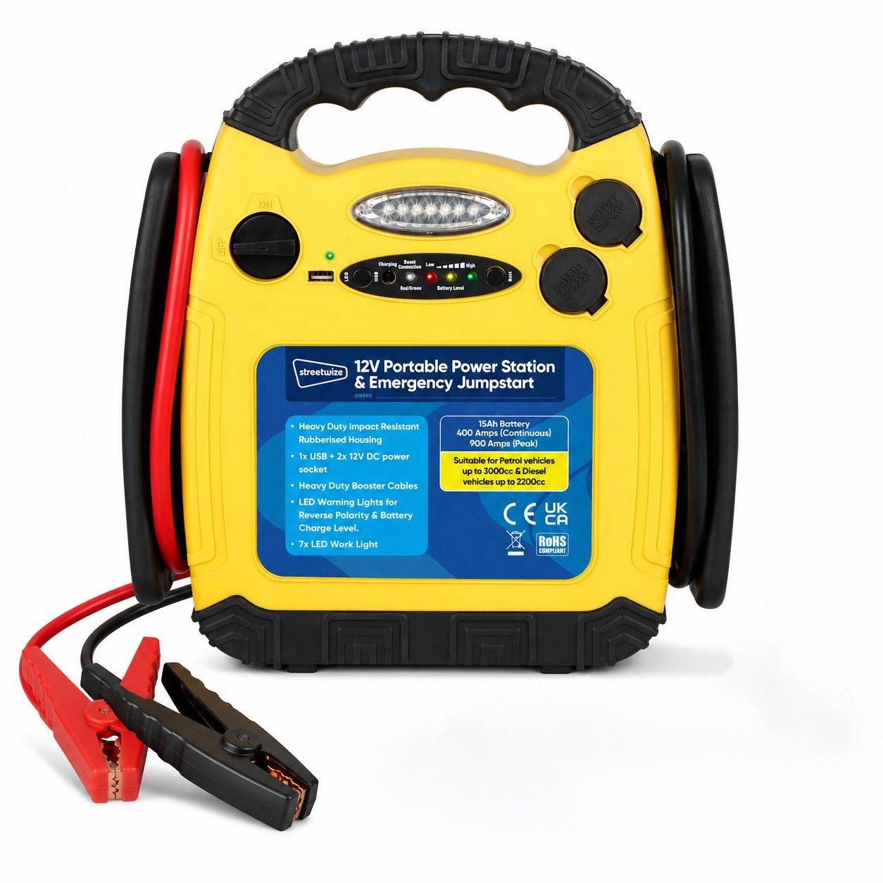 Yellow/Black - Streetwize - 12V 15Ah Portable Power Station & Emergency Jumpst - 1