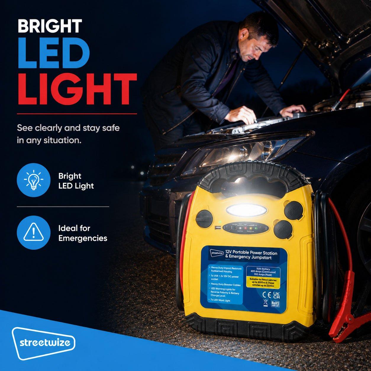 Yellow/Black - Streetwize - 12V 15Ah Portable Power Station & Emergency Jumpst - 6