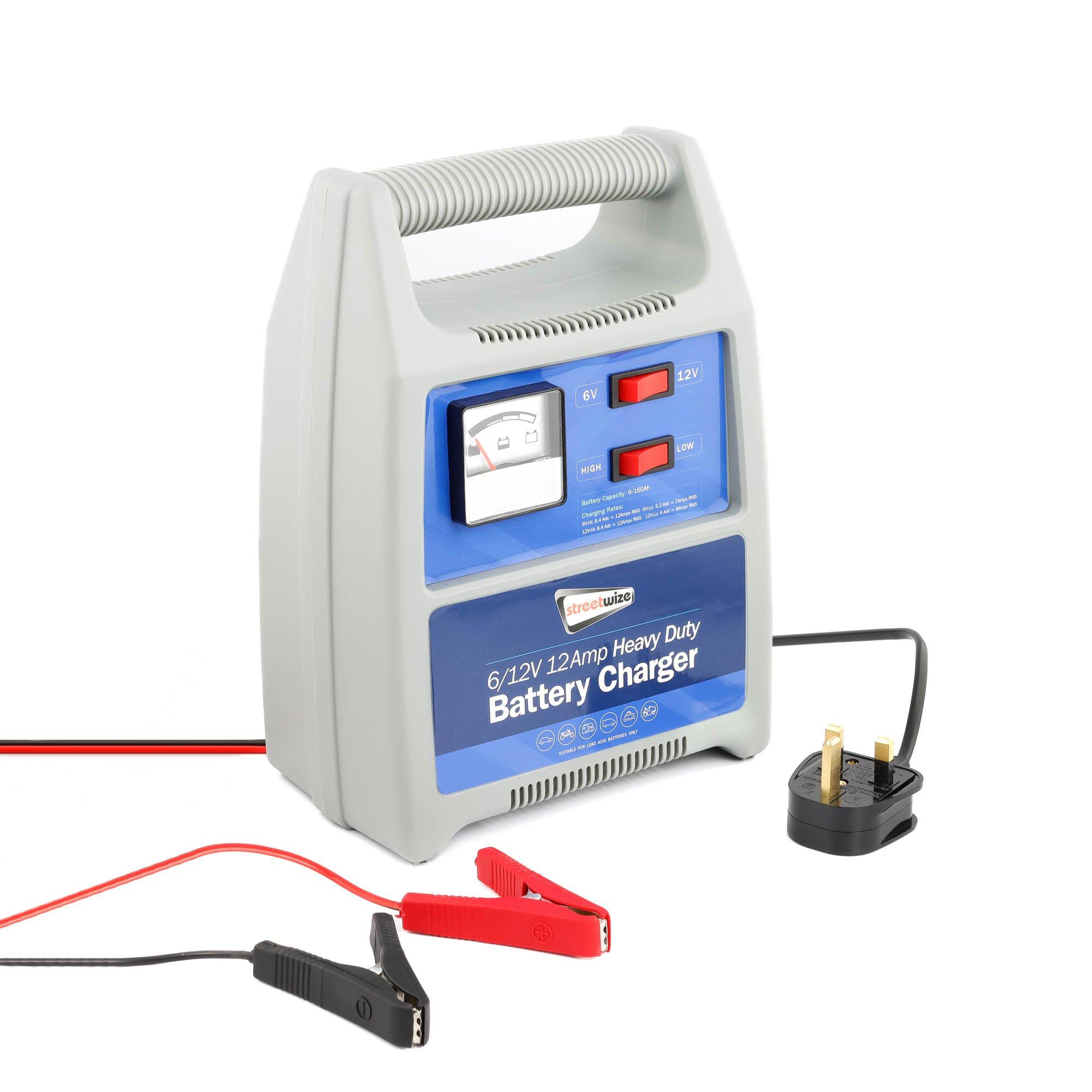 Grey - Streetwize - 6/12V 12 Amp Heavy Duty Battery Charger (Analogue - 1