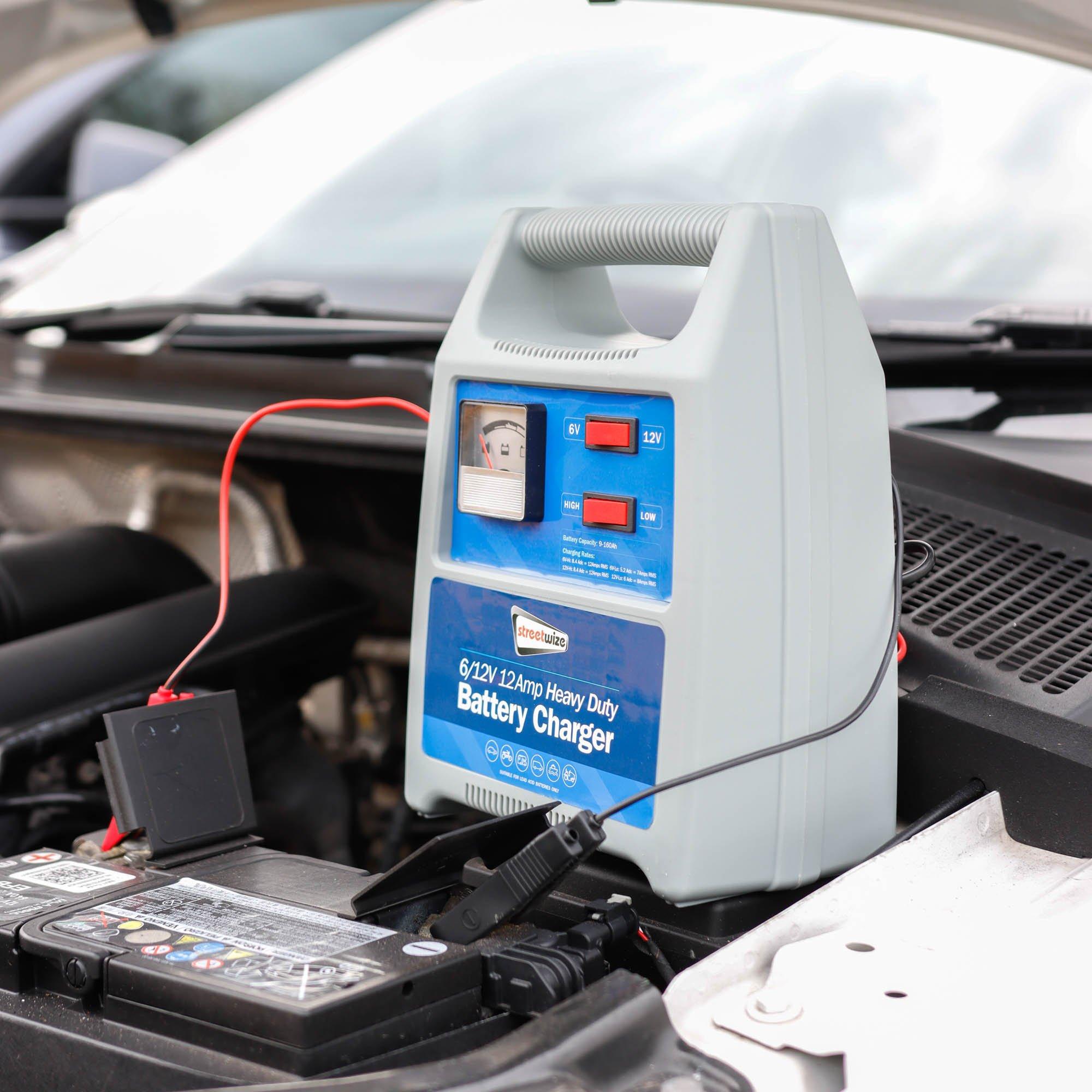 Grey - Streetwize - 6/12V 12 Amp Heavy Duty Battery Charger (Analogue - 6
