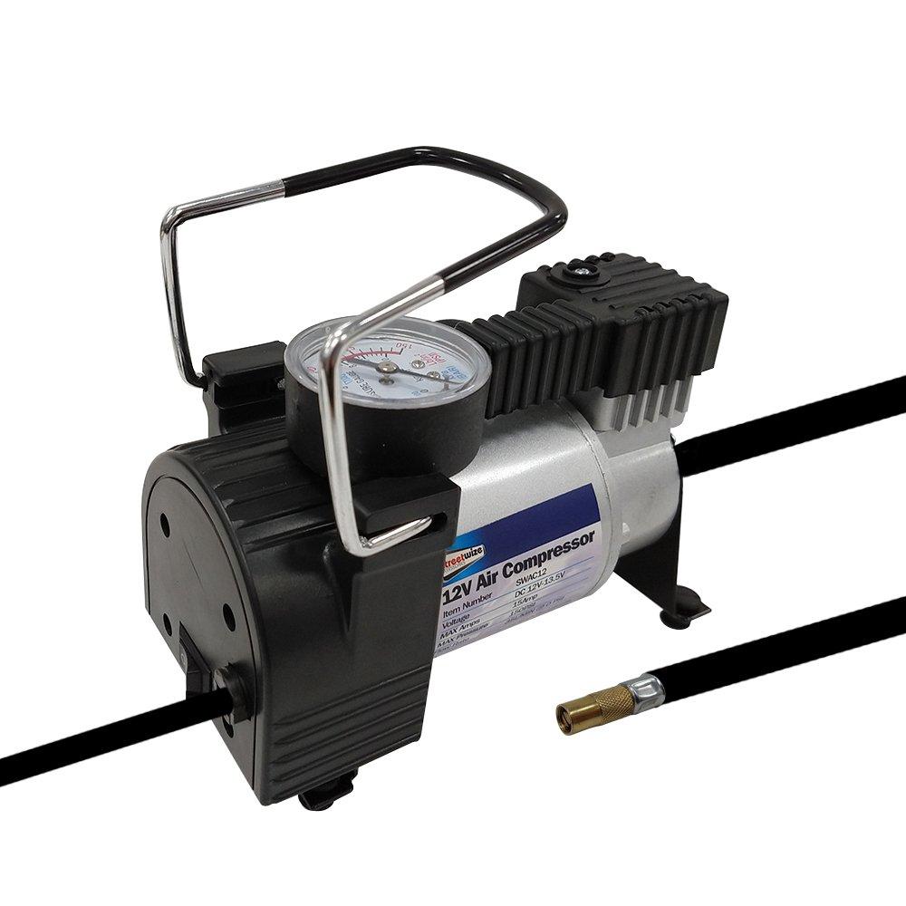 Black/Silver - Streetwize - 150PSI 12V Tornado Metal Air Compressor - 4