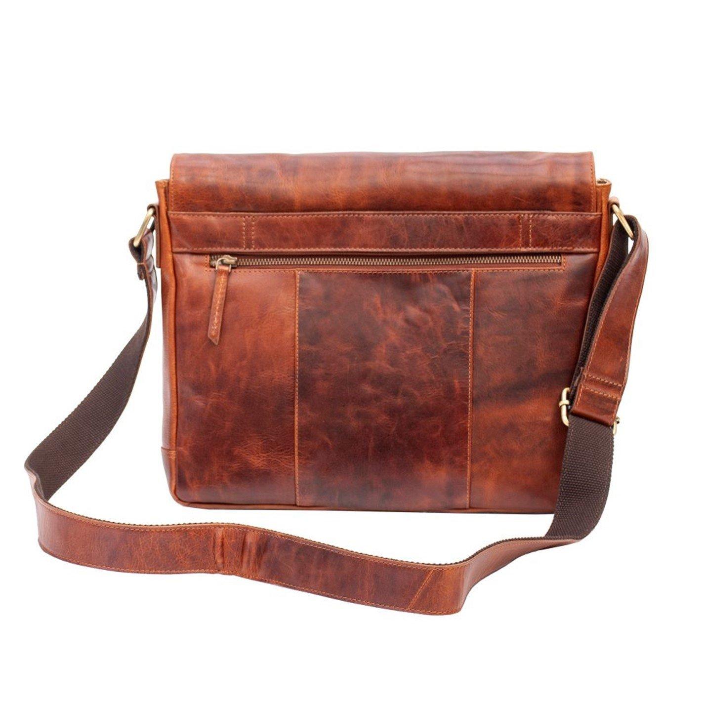 Cognac - PRIMEHIDE Leather - Orion Mens Messenger Bag - 4