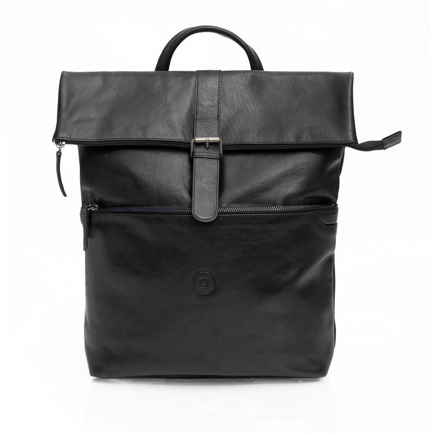 Black - PRIMEHIDE Leather - Orion Roll Top Rucksack - 1