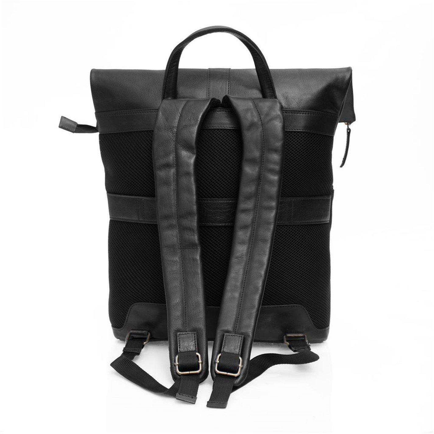 Black - PRIMEHIDE Leather - Orion Roll Top Rucksack - 3