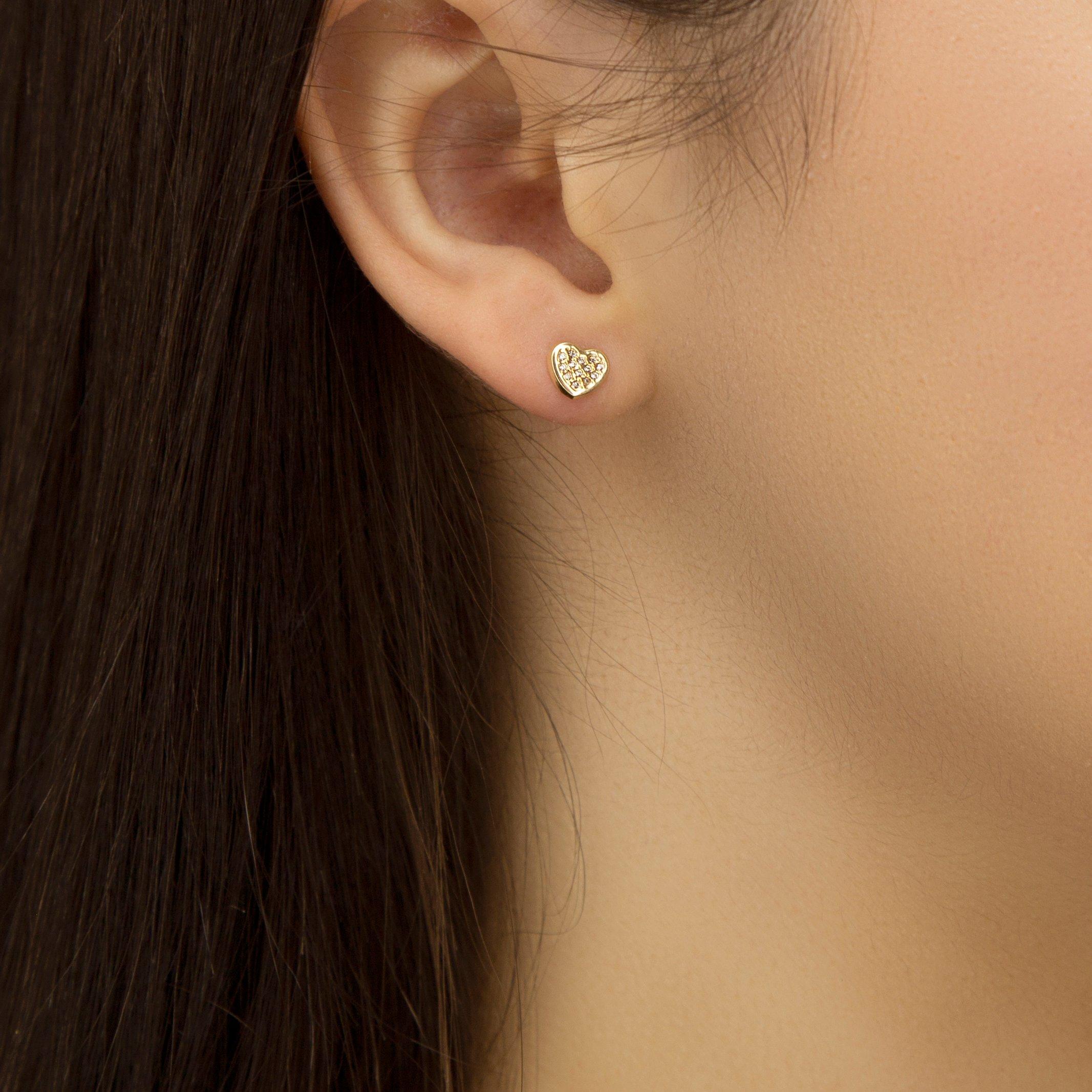 Gold - Be You - 9ct Gold CZ Heart Studs - 2