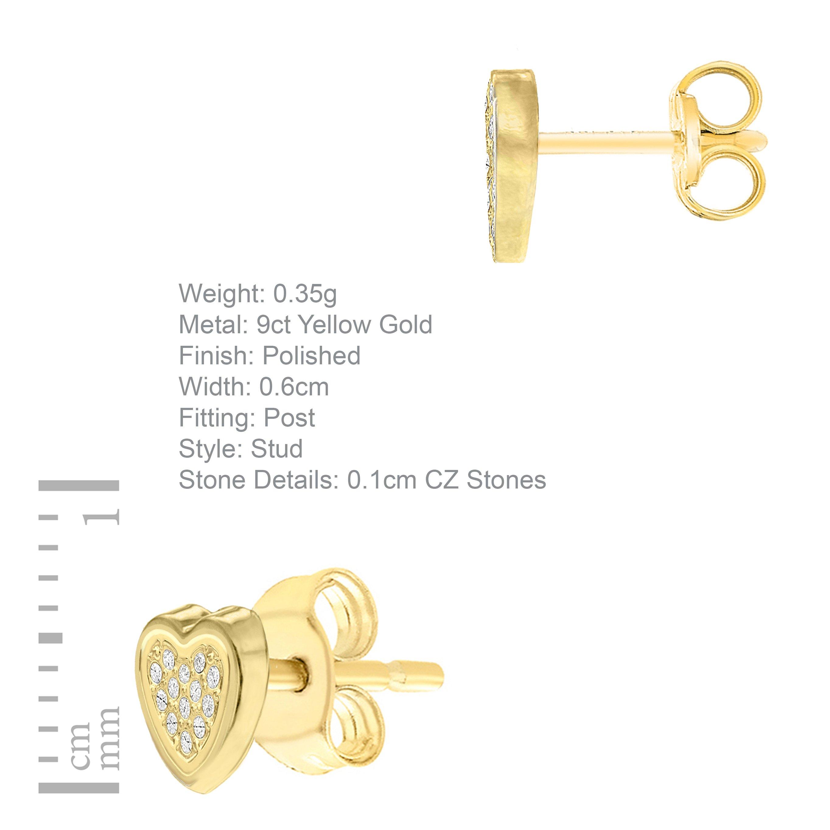 Gold - Be You - 9ct Gold CZ Heart Studs - 3