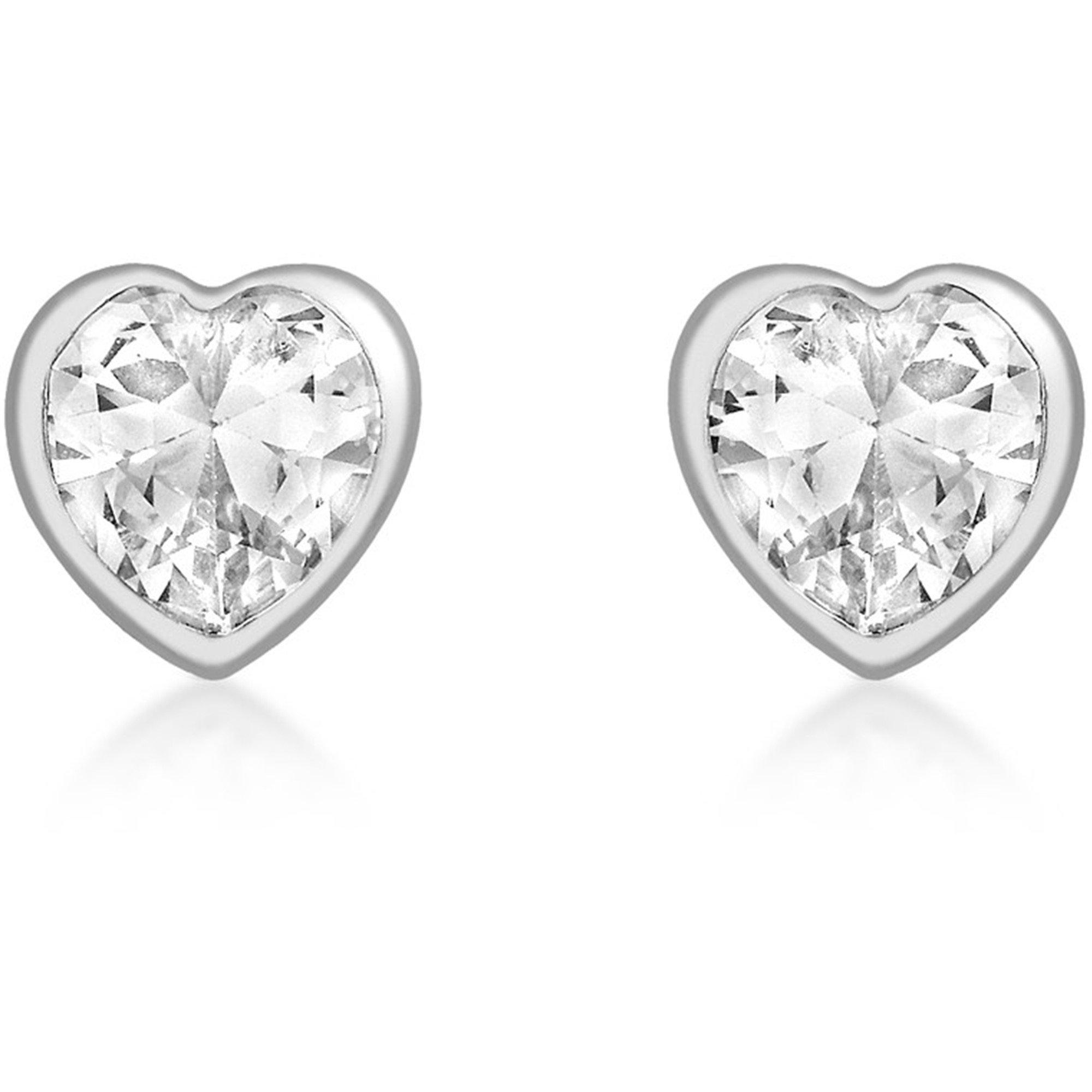 Silver - Be You - 9ct White Gold CZ Heart Studs - 1