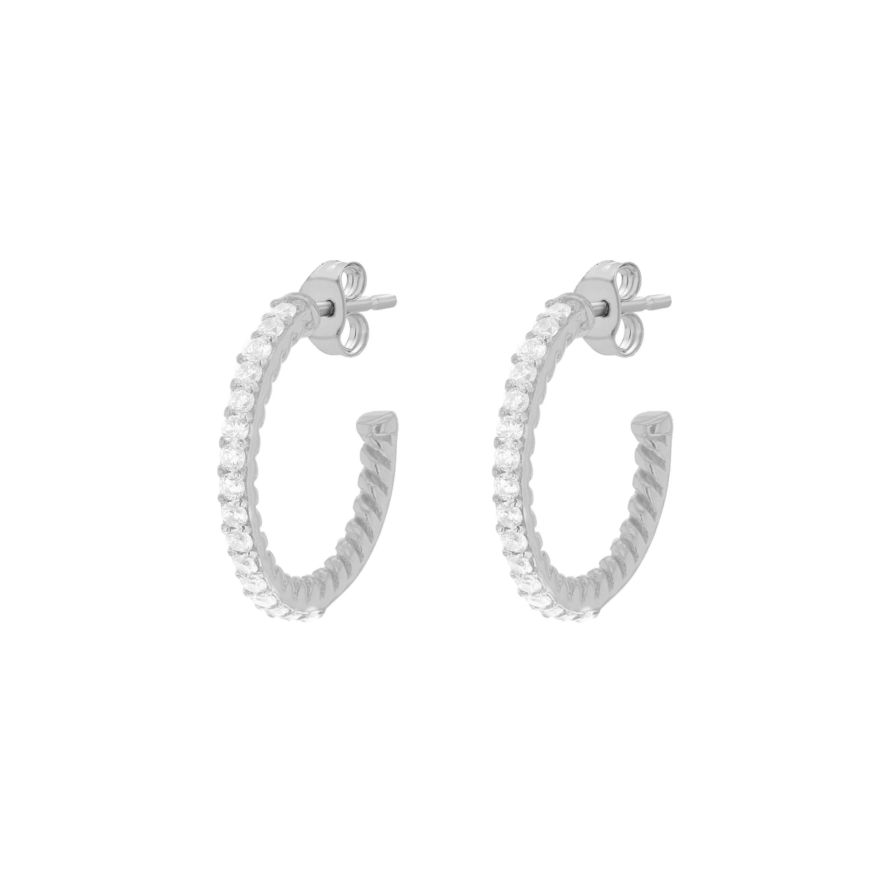 Silver - Be You - Sterling Silver CZ Half-Hoops - 1