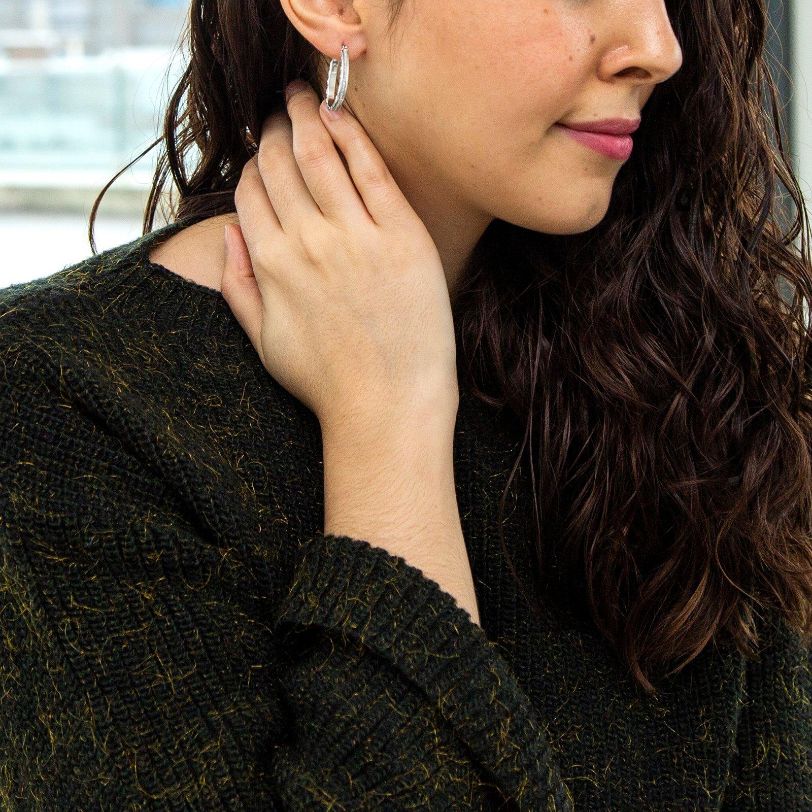 Silver - Be You - Sterling Silver Stardust Oval Hoops - 2