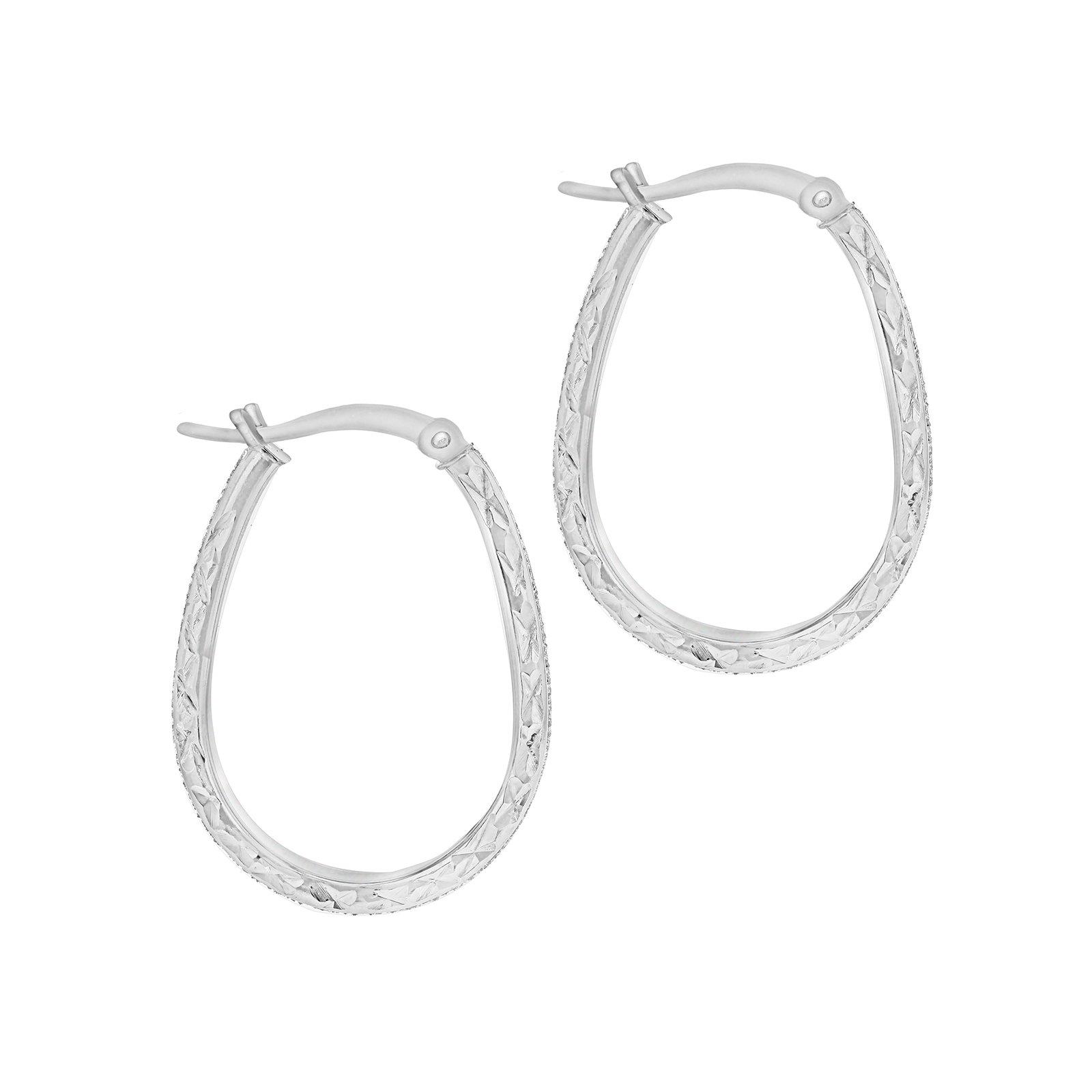 Silver - Be You - Sterling Silver Stardust Oval Hoops - 3