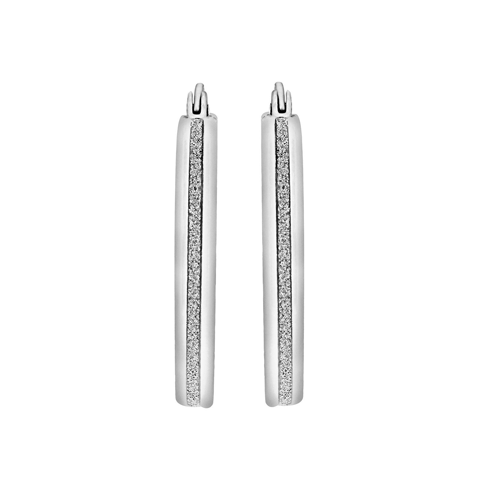Silver - Be You - Sterling Silver Stardust Oval Hoops - 4