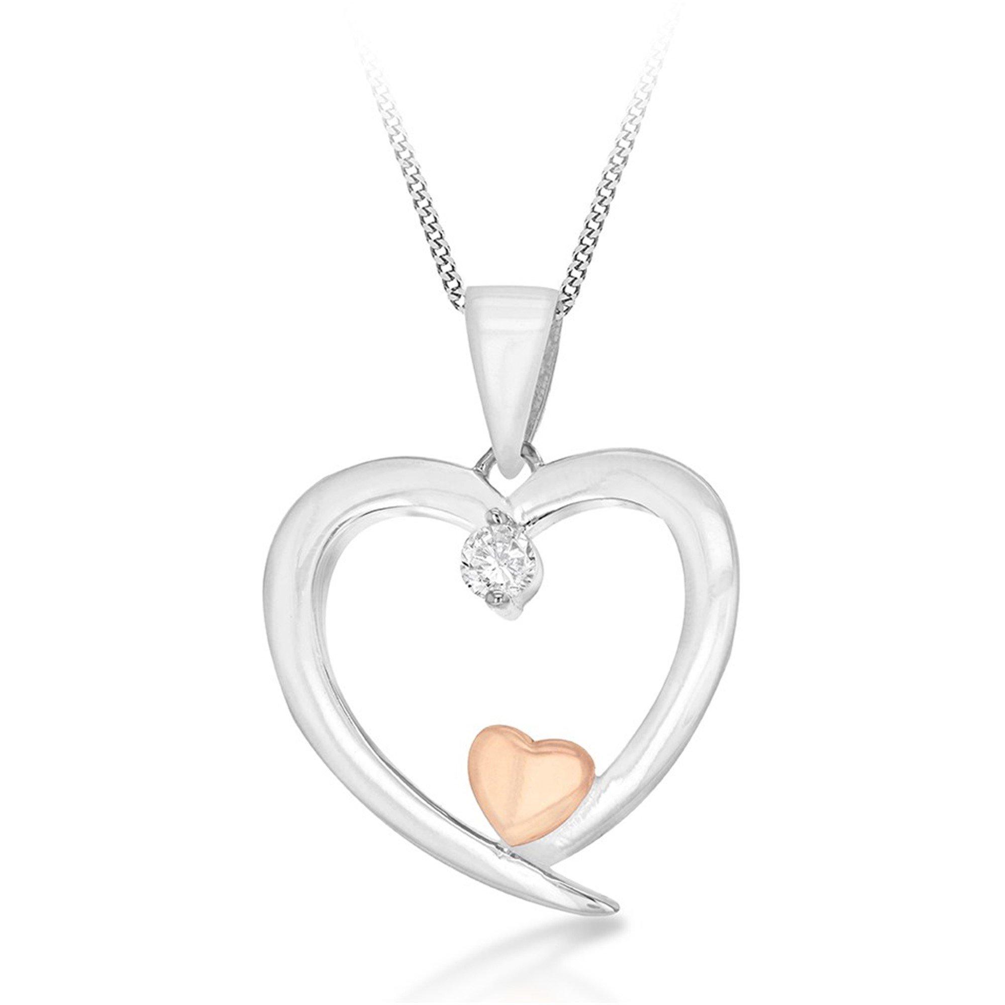 Silver - Be You - Sterling Silver Open 2Heart Necklace - 1