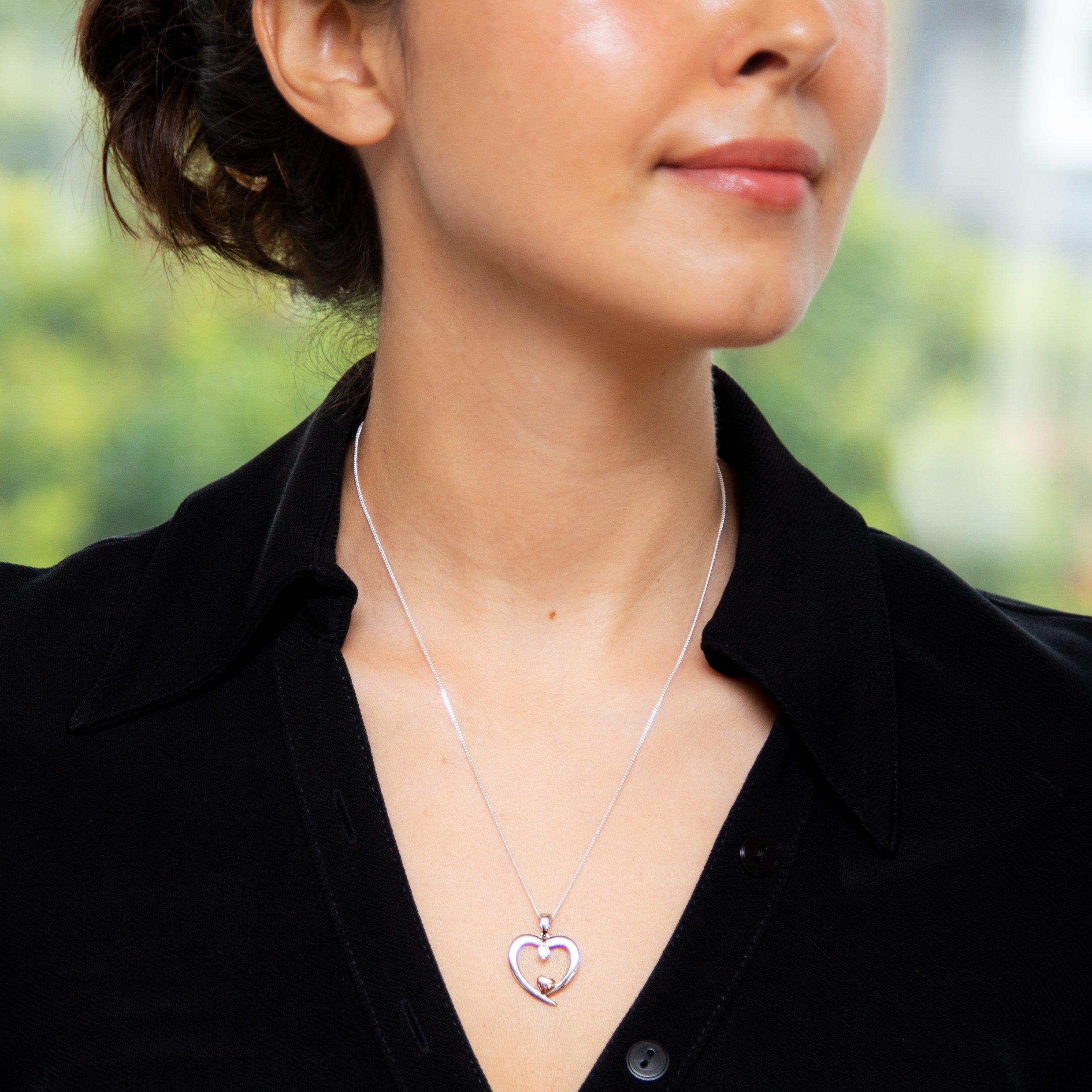 Silver - Be You - Sterling Silver Open 2Heart Necklace - 2