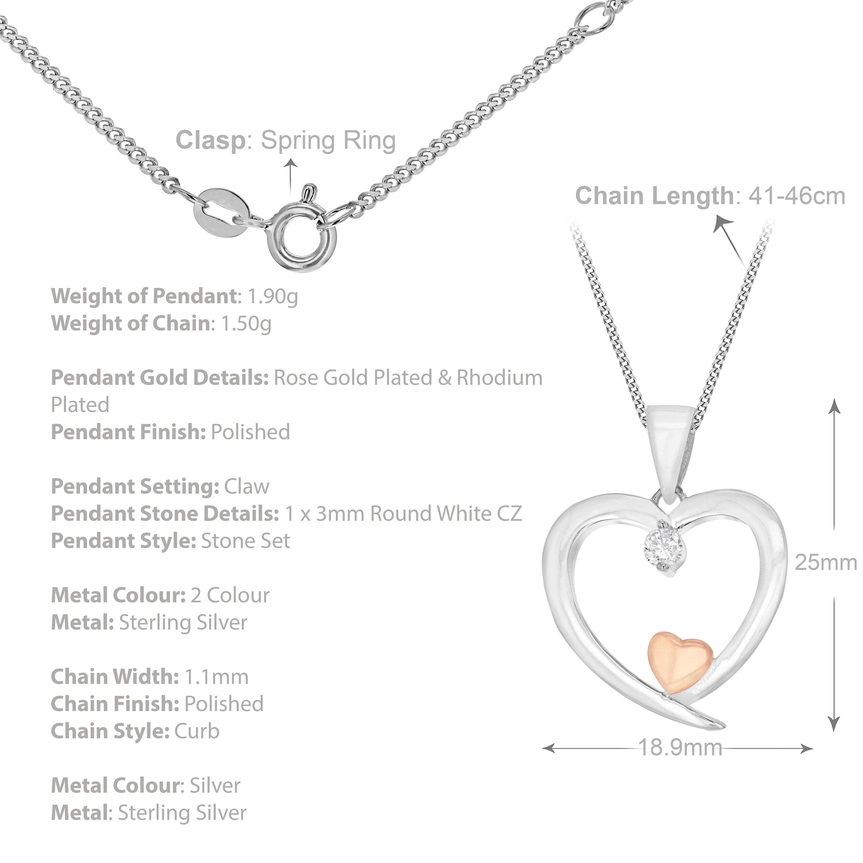 Silver - Be You - Sterling Silver Open 2Heart Necklace - 3