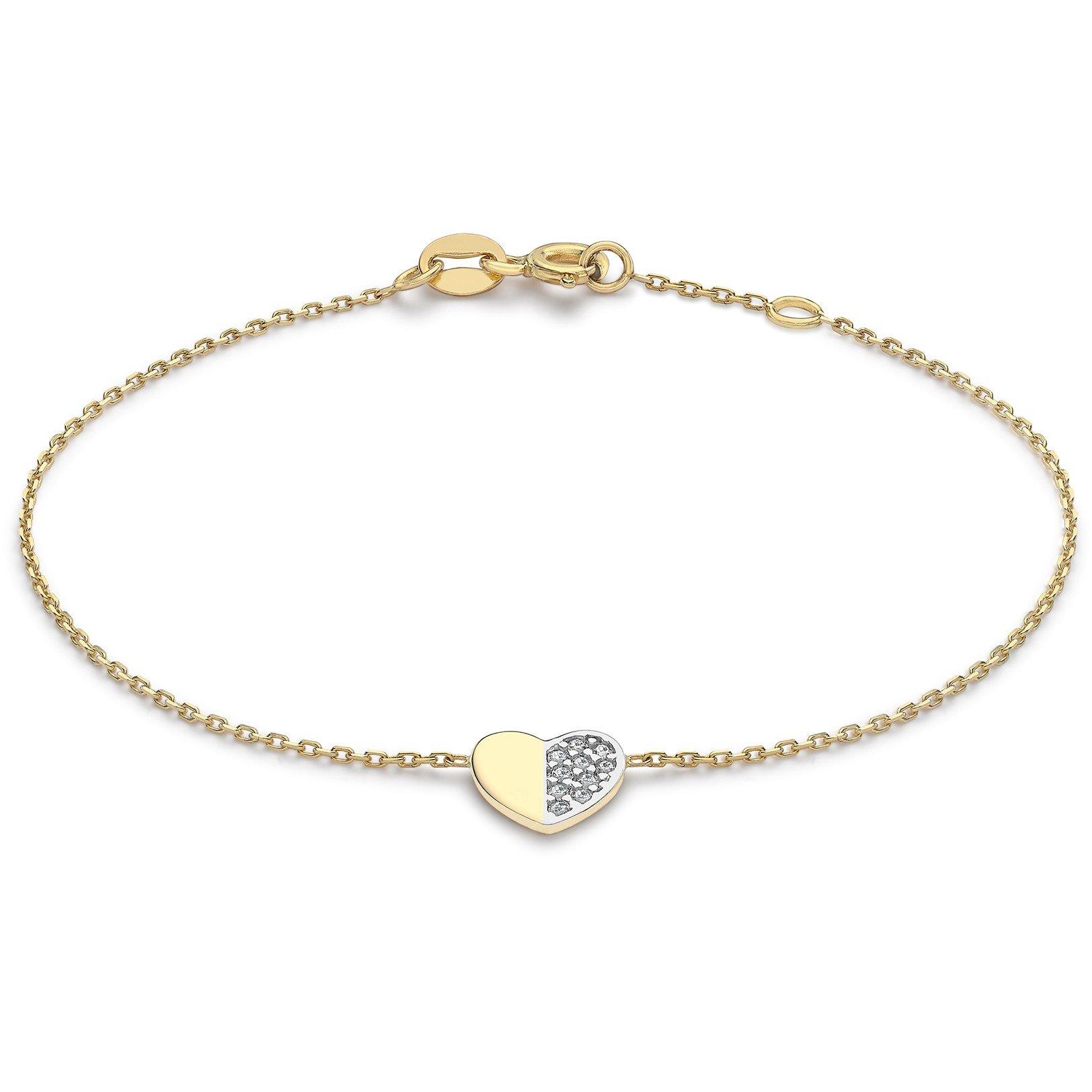 Gold - Be You - 9ct Gold 2-Tone CZ Heart Bracelet - 1