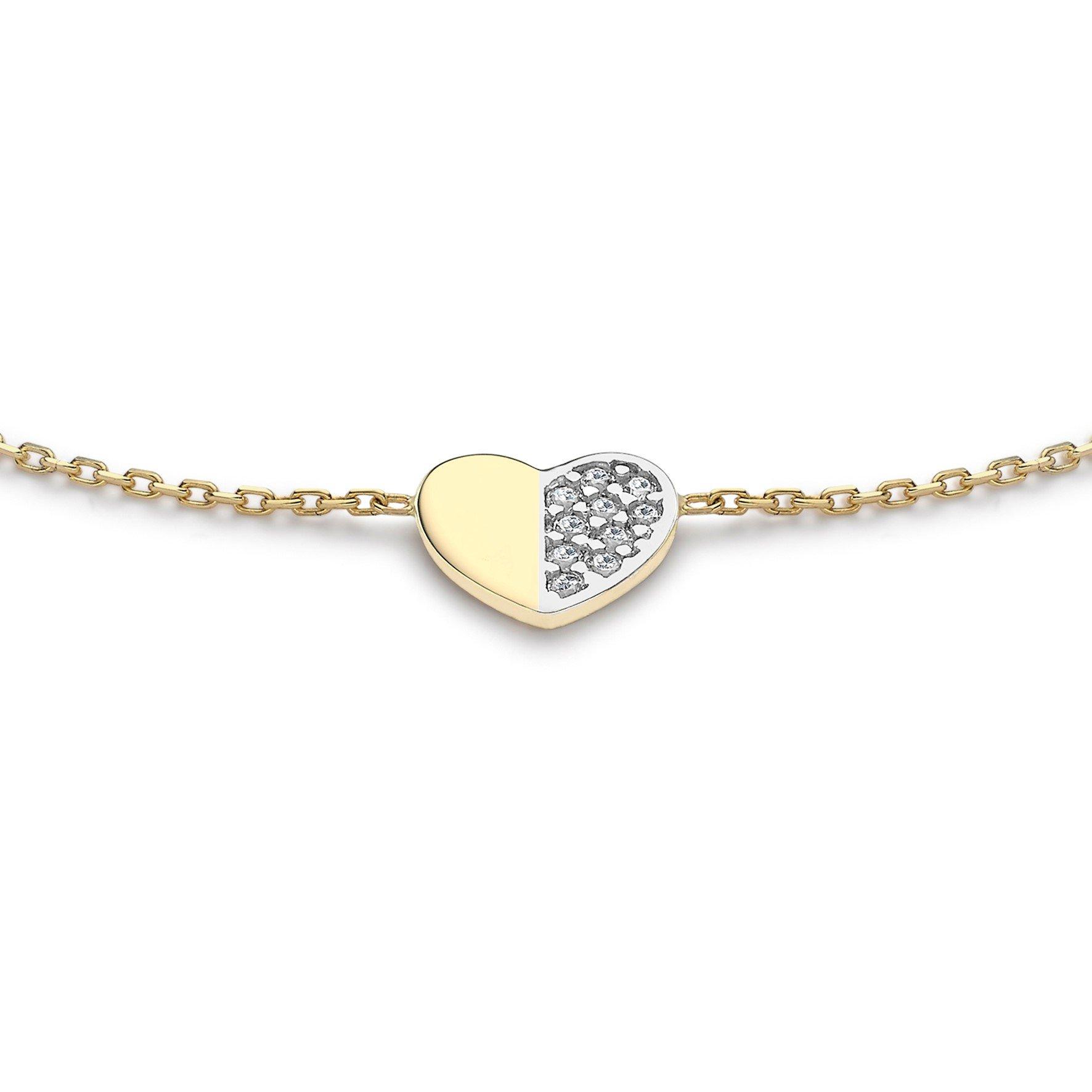 Gold - Be You - 9ct Gold 2-Tone CZ Heart Bracelet - 3