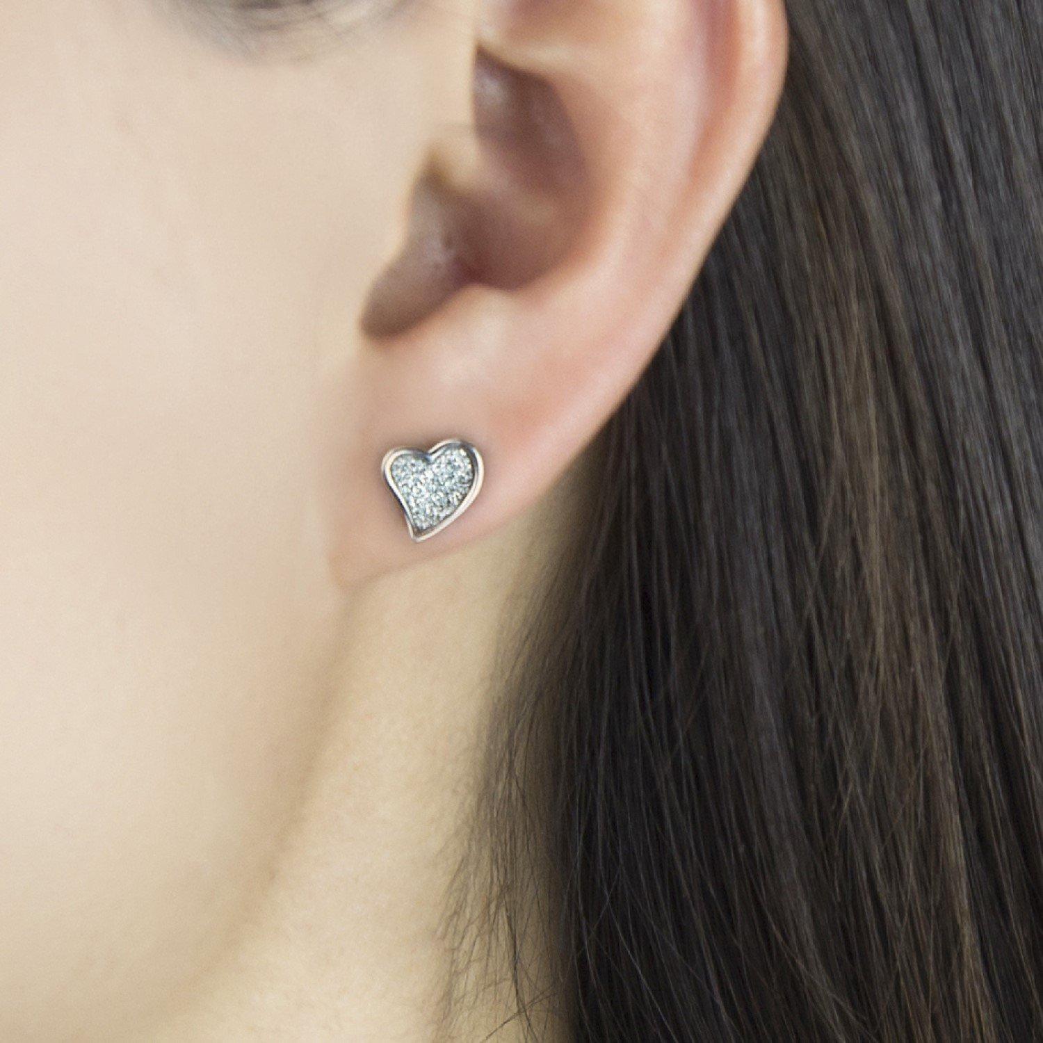 Silver - Be You - Sterling Silver Stardust Heart Studs - 2
