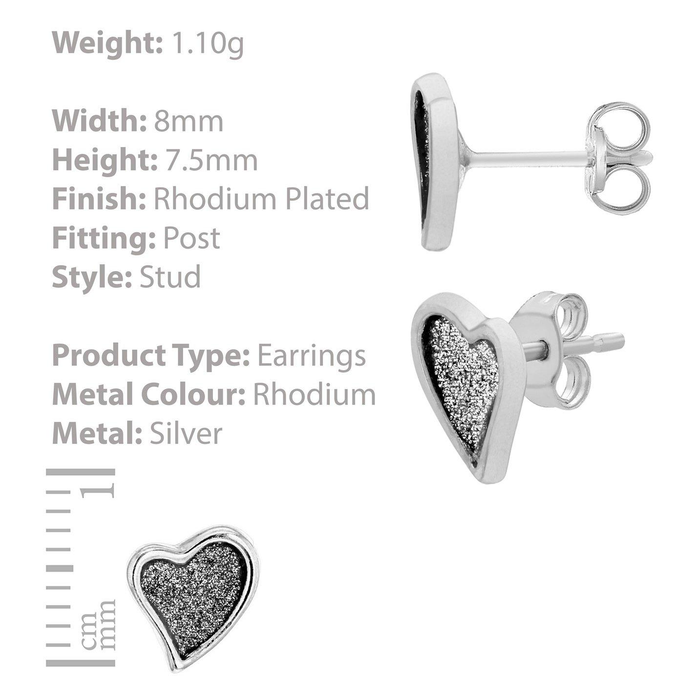 Silver - Be You - Sterling Silver Stardust Heart Studs - 3