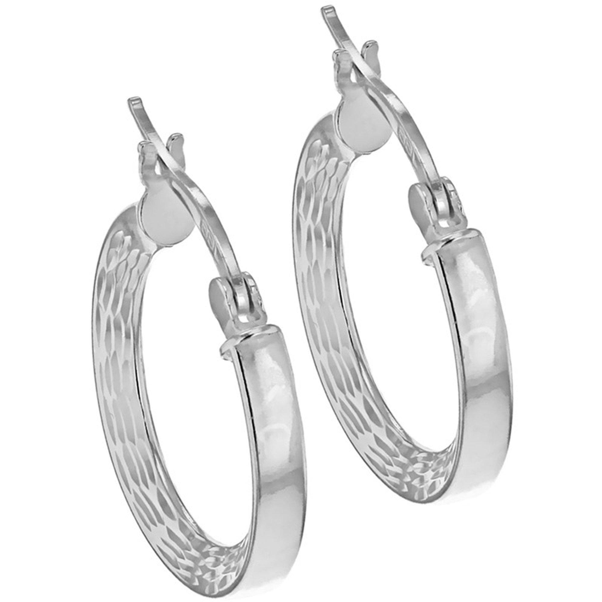 Silver - Be You - Sterling Silver Marquise-Patterned Hoops - 3