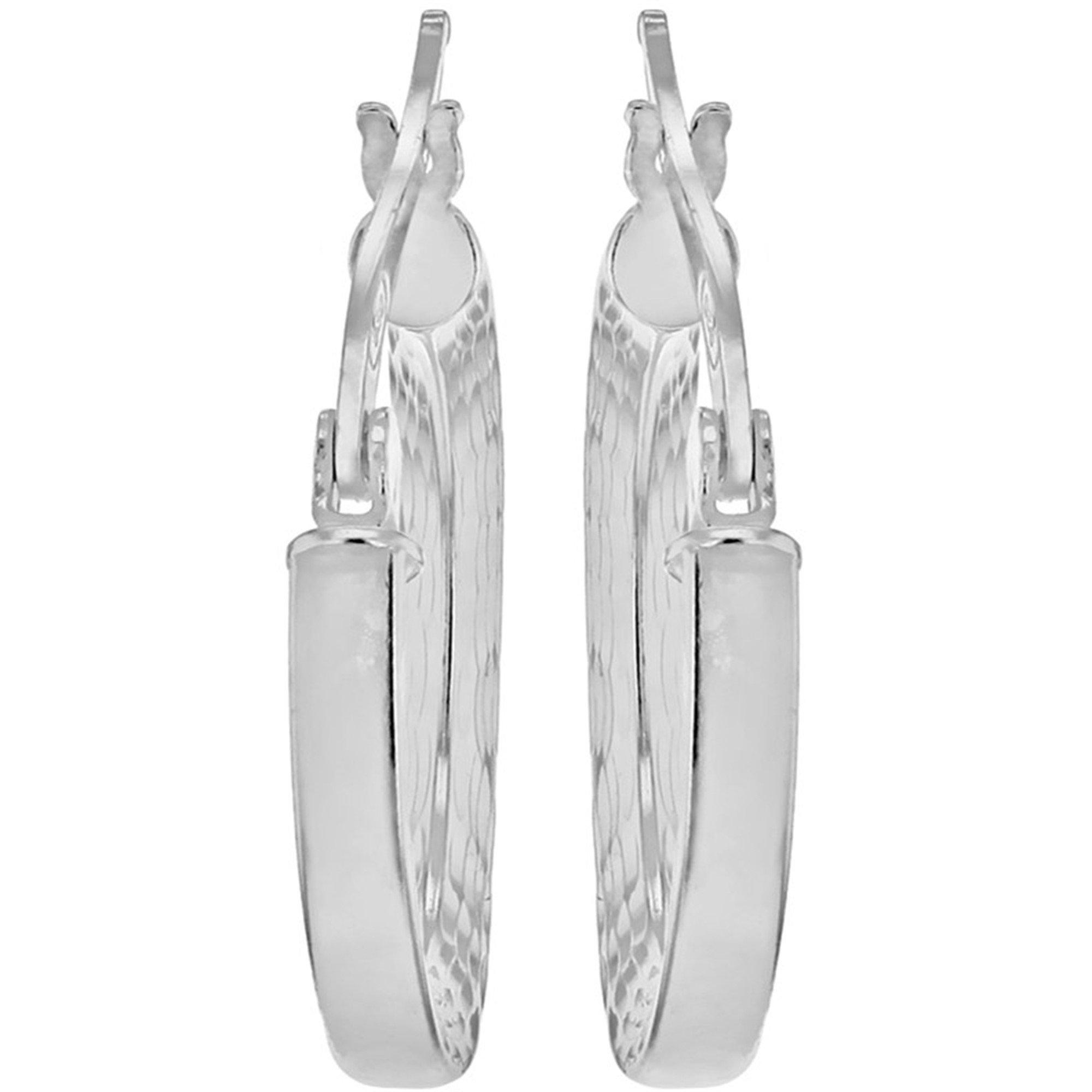 Silver - Be You - Sterling Silver Marquise-Patterned Hoops - 4