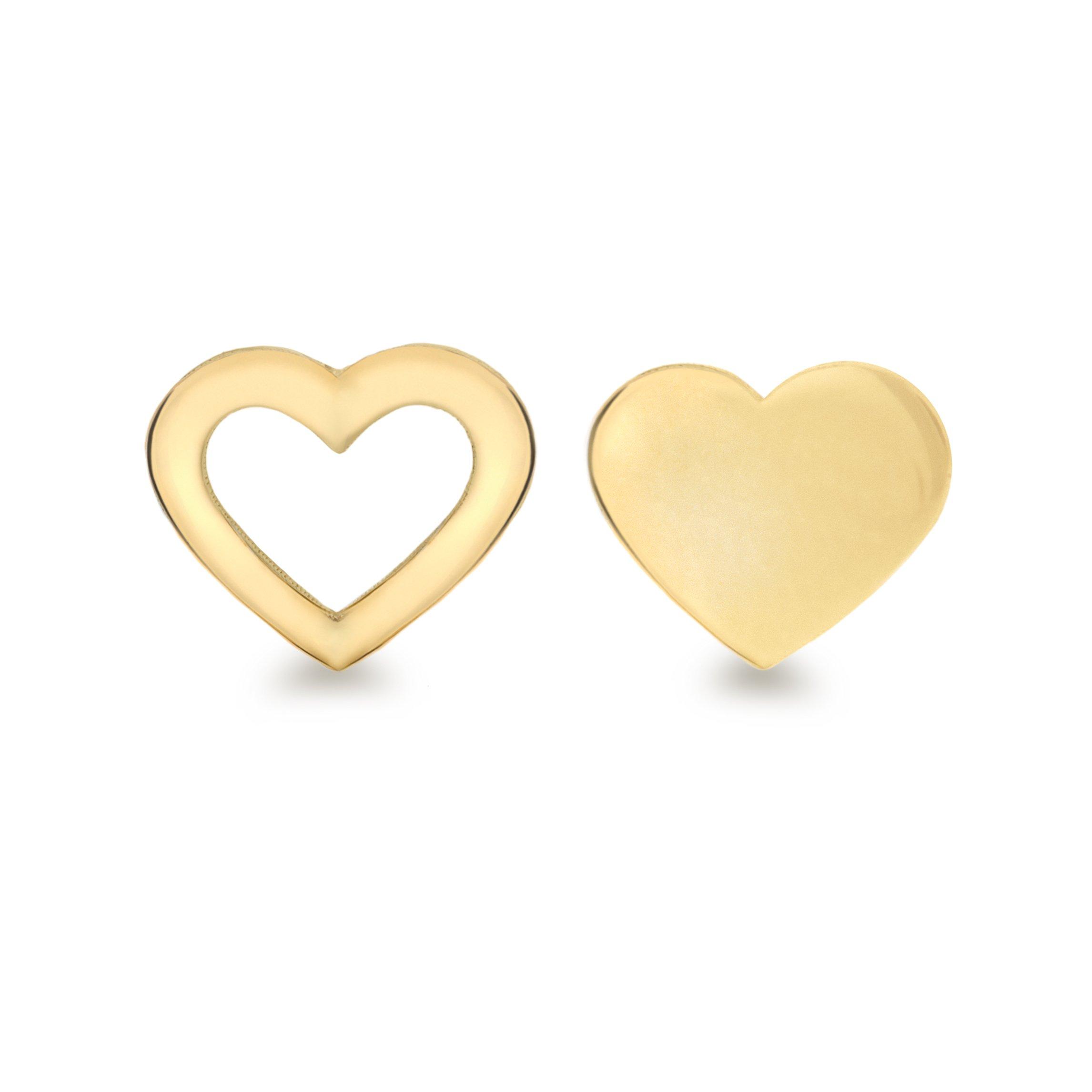 Gold - Be You - 9ct Gold Cutout-Heart & Heart Studs - 1