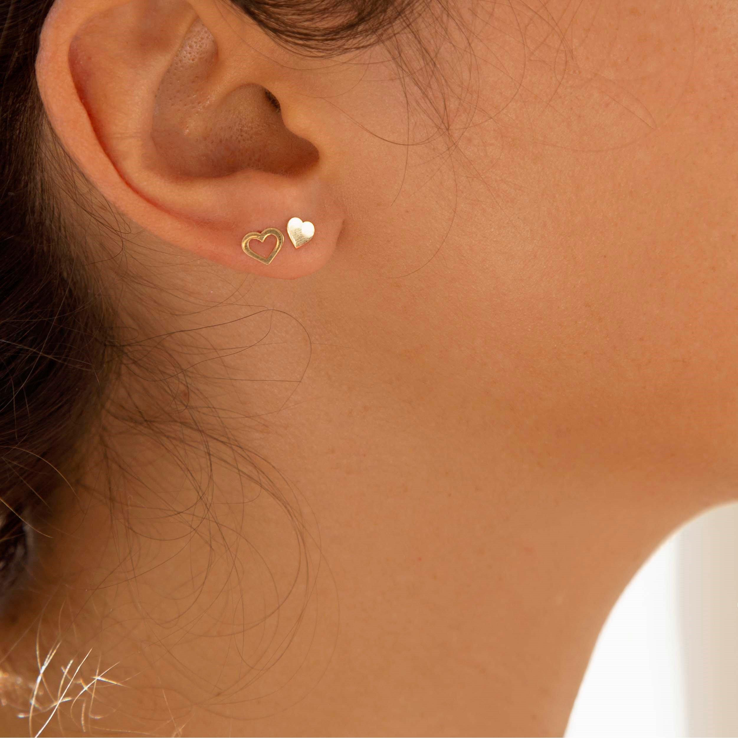 Gold - Be You - 9ct Gold Cutout-Heart & Heart Studs - 2