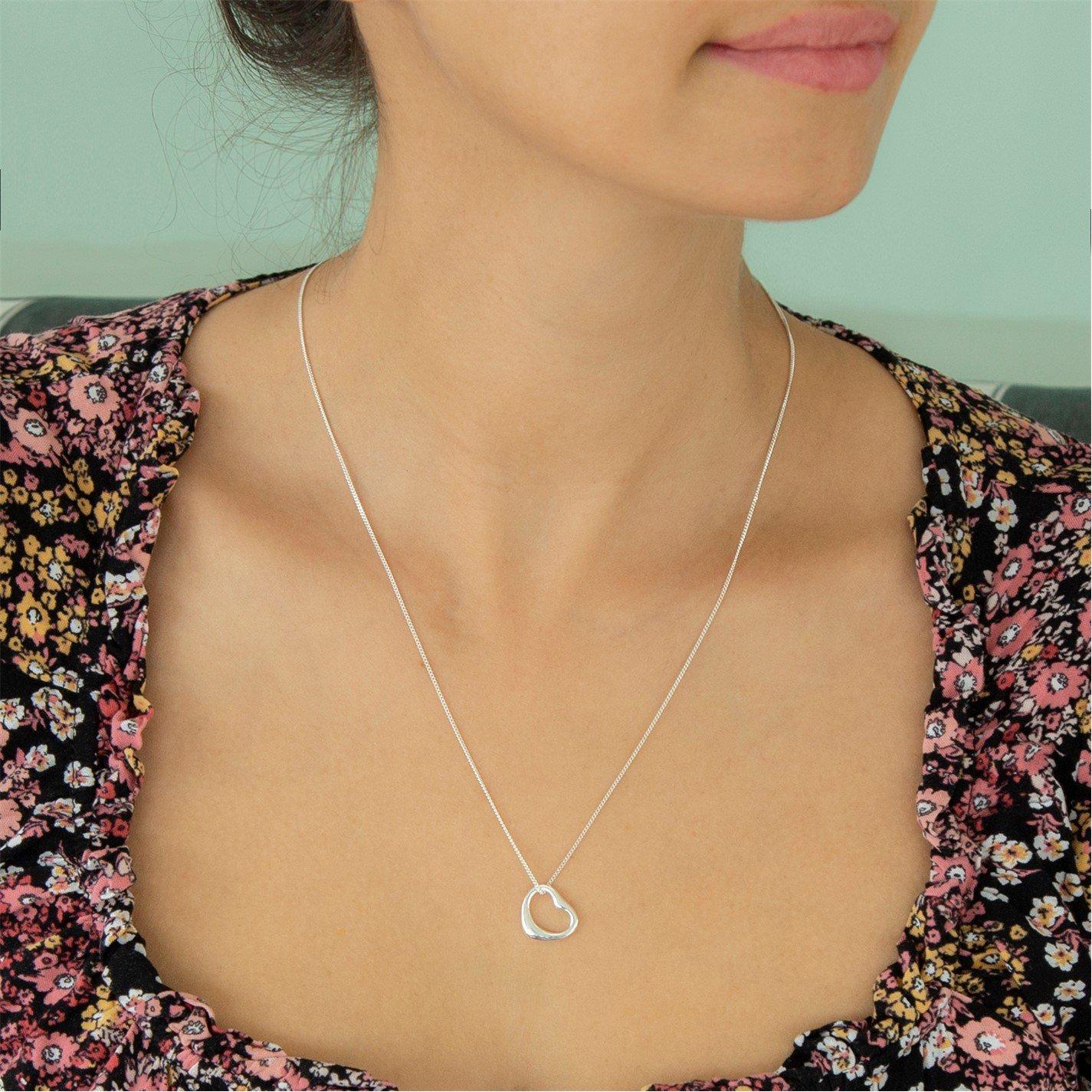 Silver - Be You - Sterling Silver Open Heart Necklace - 2