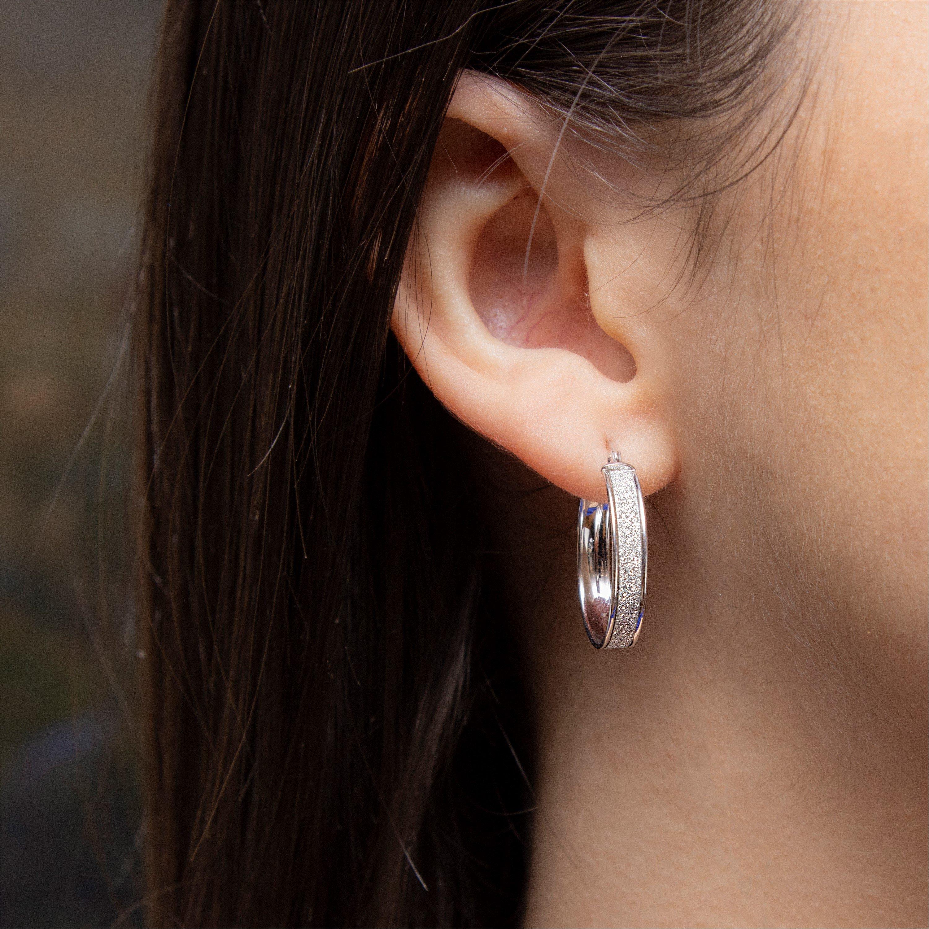 White Gold - Be You - 9ct White Gold Stardust Hoops - 2