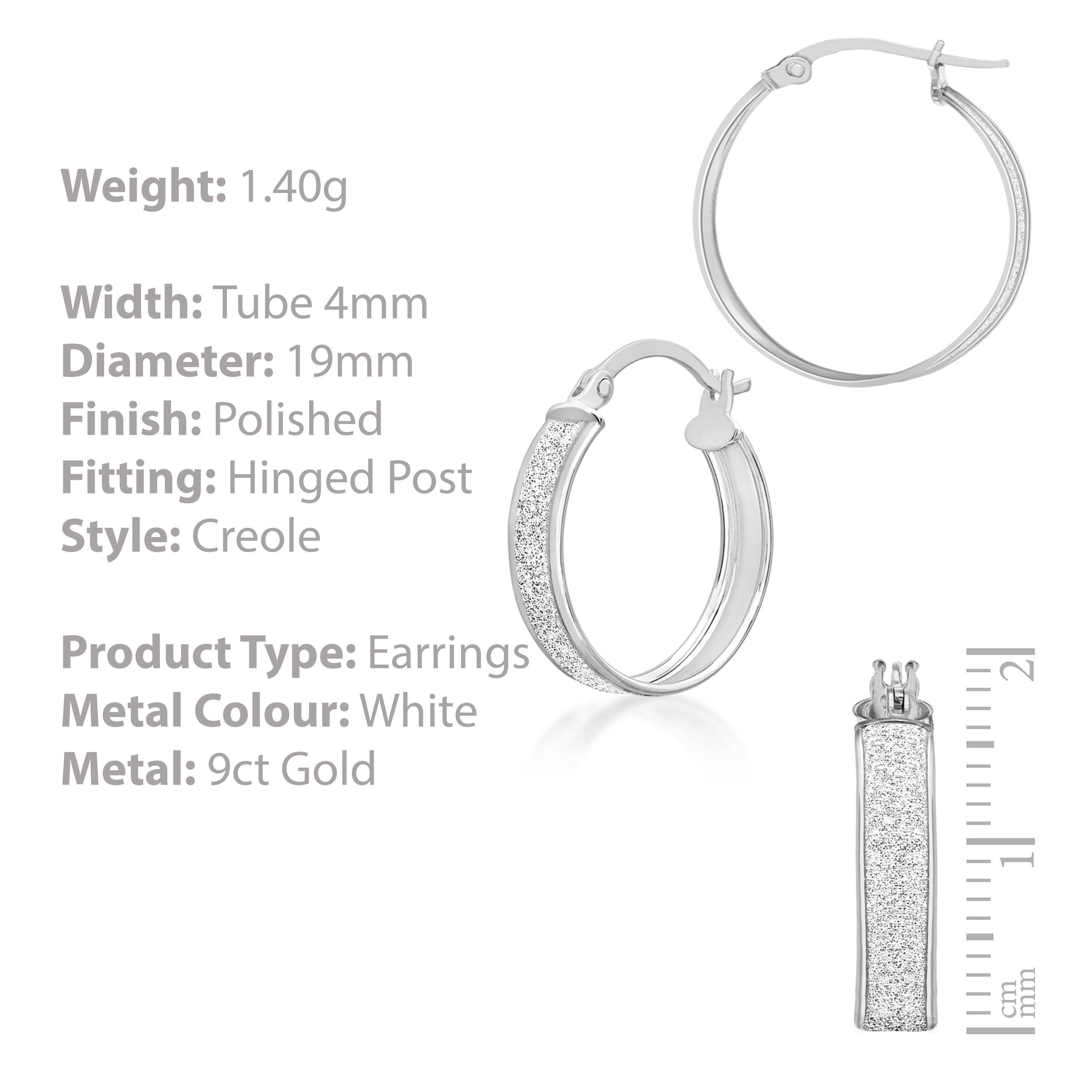 White Gold - Be You - 9ct White Gold Stardust Hoops - 3